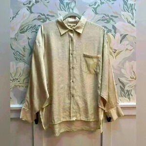 Grade&gather Button-up Batwing Hi Low Blouse, Size Medium